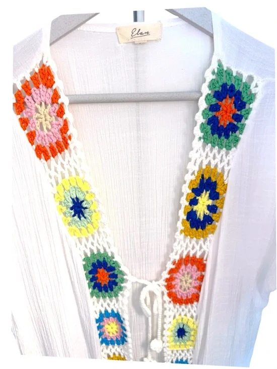 Elan Anthropologie Crochet Trim Duster L - Picture 2 of 9